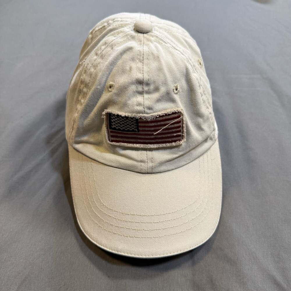 Clean Scala Kids USA Flag Patch Distressed Baseball Cap Hat Tan